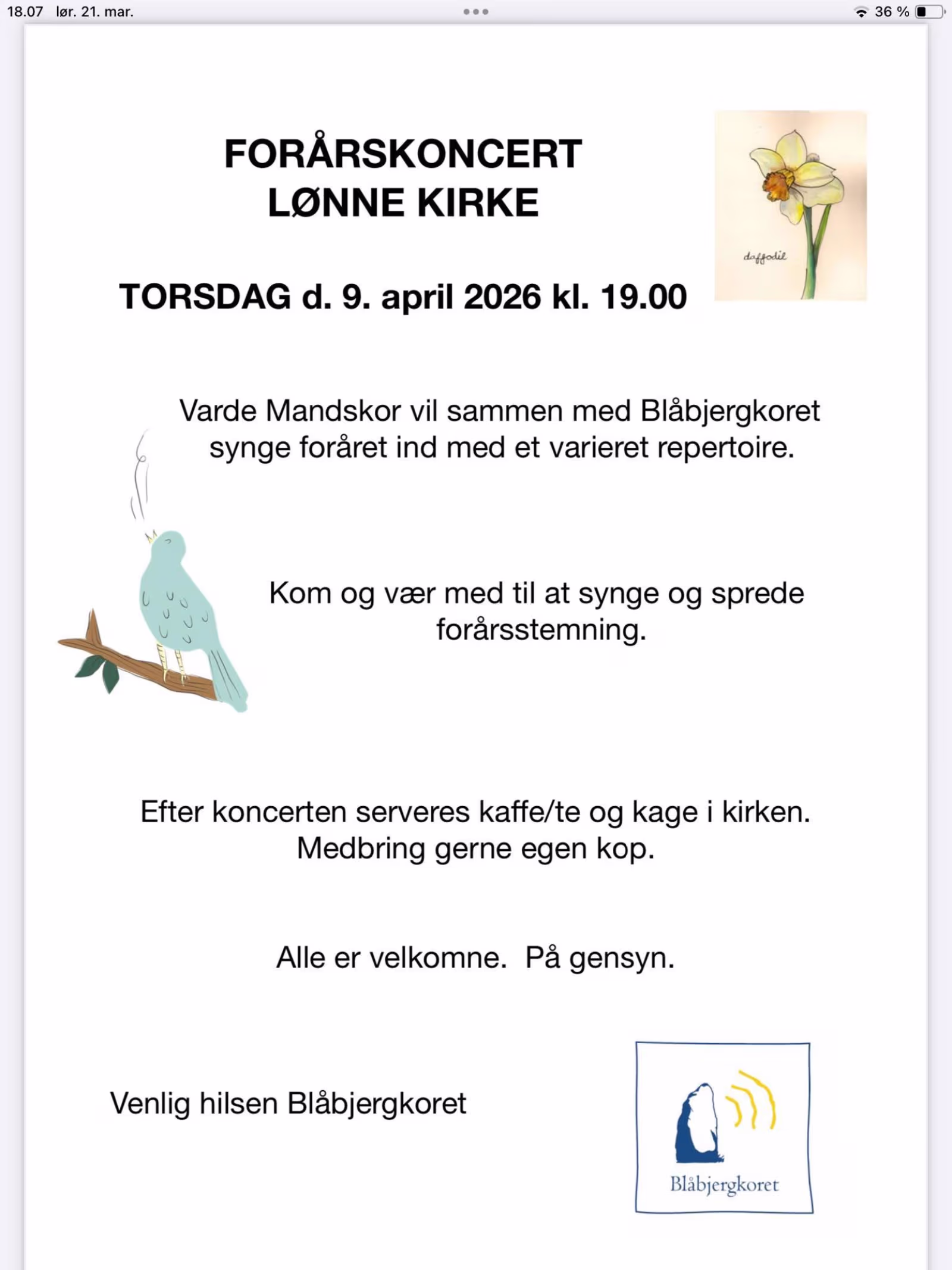 Forårskoncert i Lønne Kirke