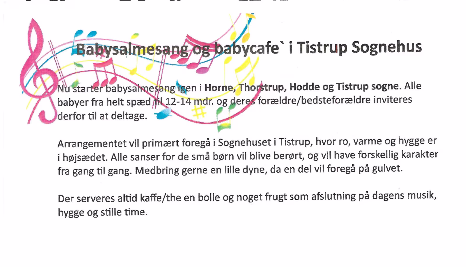 Babysalmesang og babycafe i Tistrup Sognehus