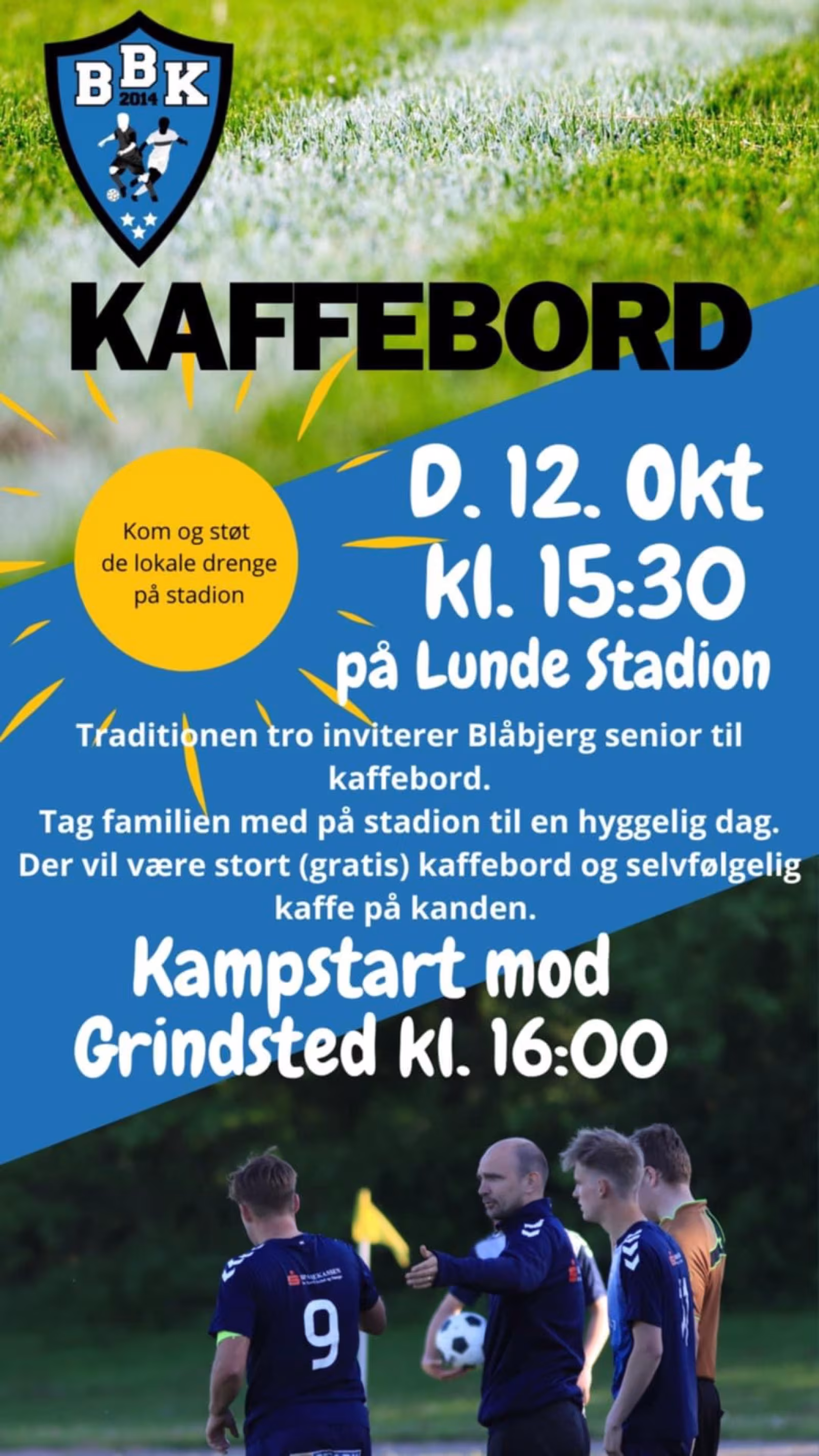 Kaffebord og fodbold på Lunde Stadion
