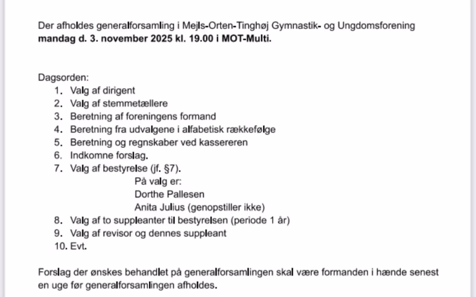 Generalforsamling i MOT G&U