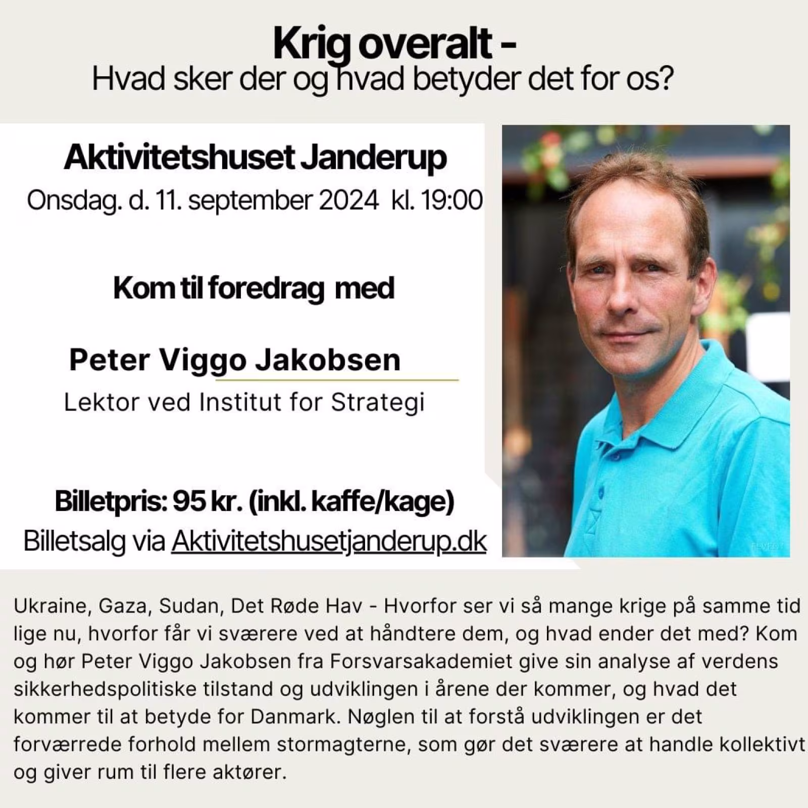 Foredrag om krig med Peter Viggo