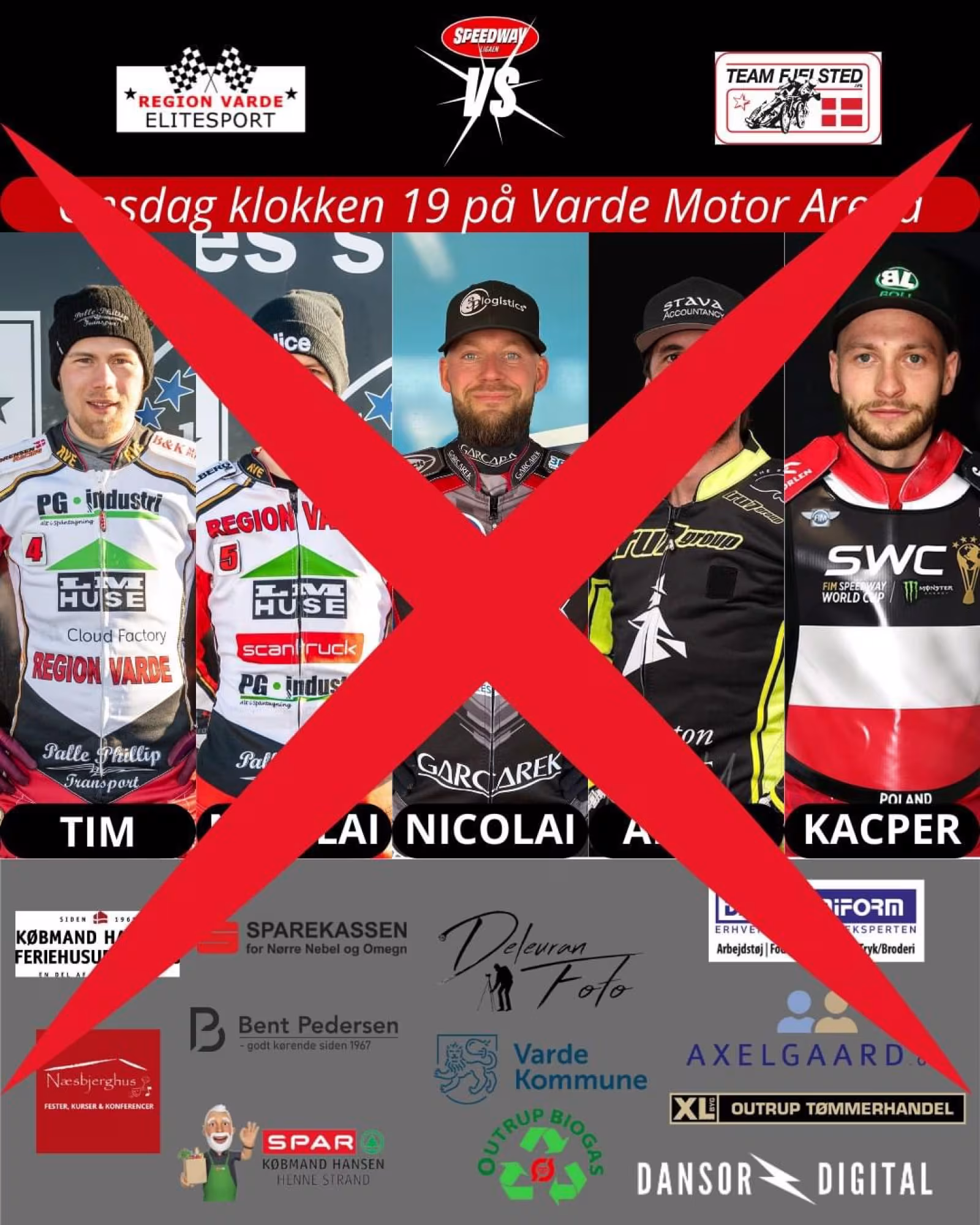 Regnvejr aflyser onsdagens speedwayløb