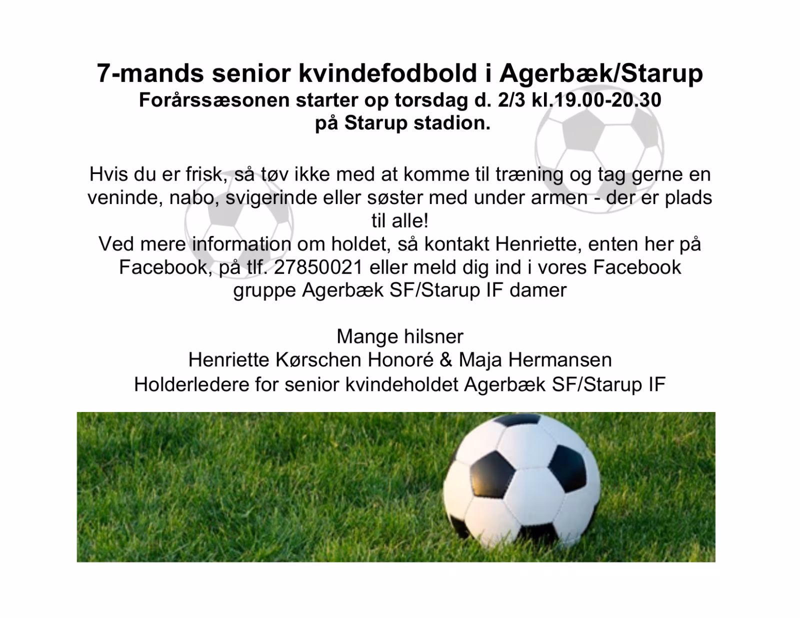 7-mands senior kvindefodbold i Agerbæk/Starup