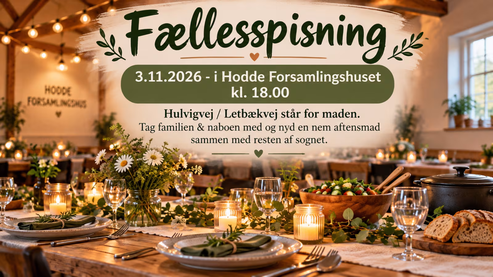 Fællesspisning i Hodde Forsamlingshus