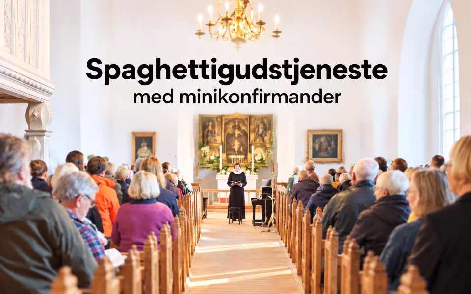 Spaghettigudstjeneste med minikonfirmander