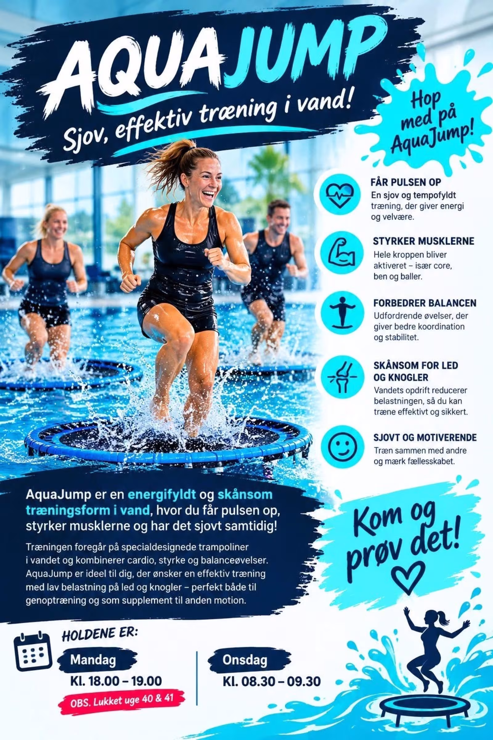 Blåvandshuk Svømme Klub tilbyder AquaJump på trampoliner i vandet