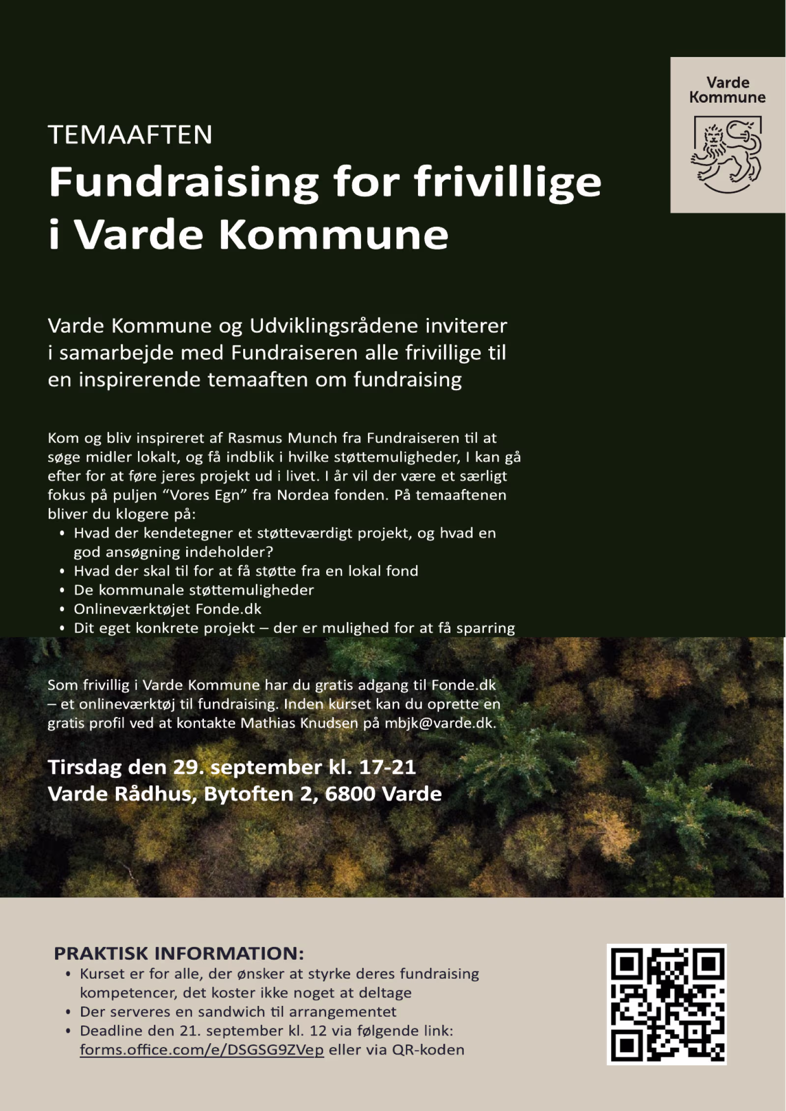 29 sept: Fundraising for frivillige.