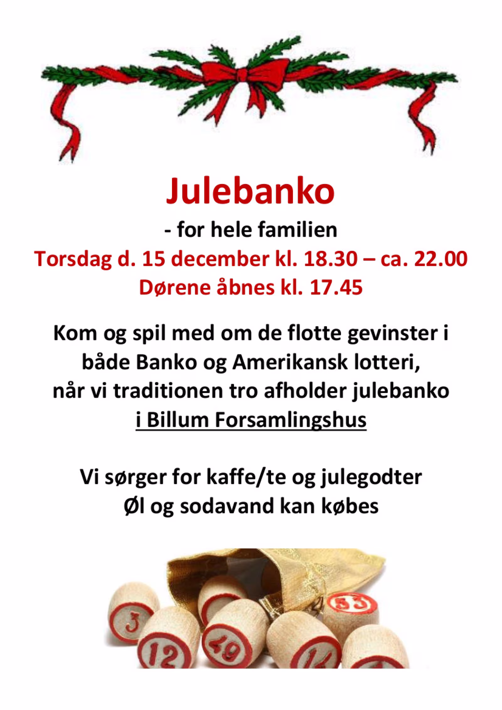 Julebanko i Forsamlingshuset