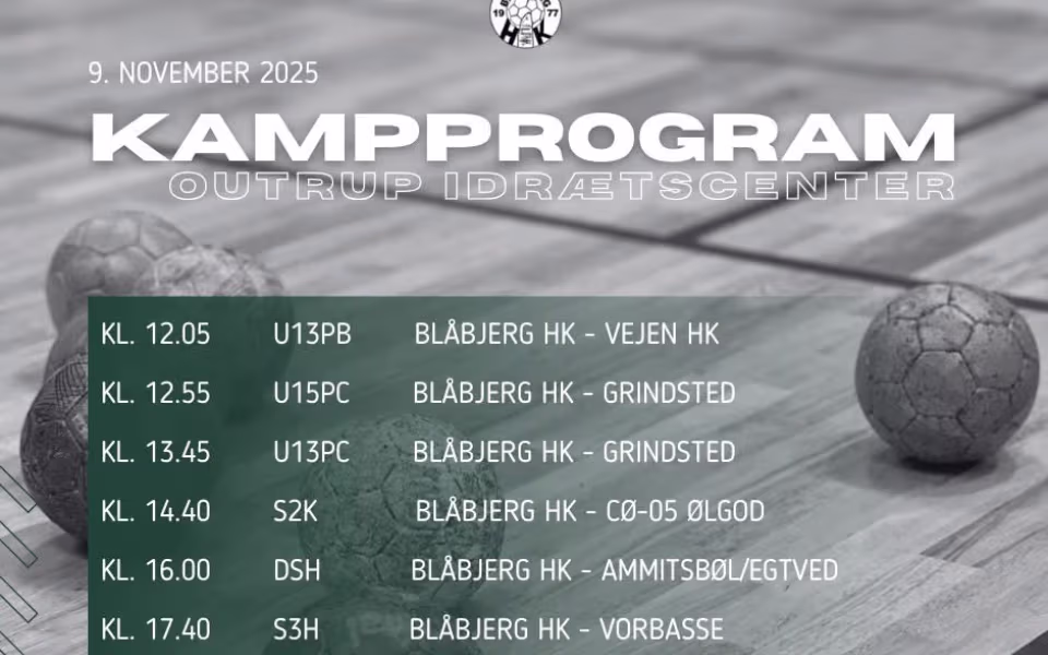 Blåbjerg HK kampprogram 9. november