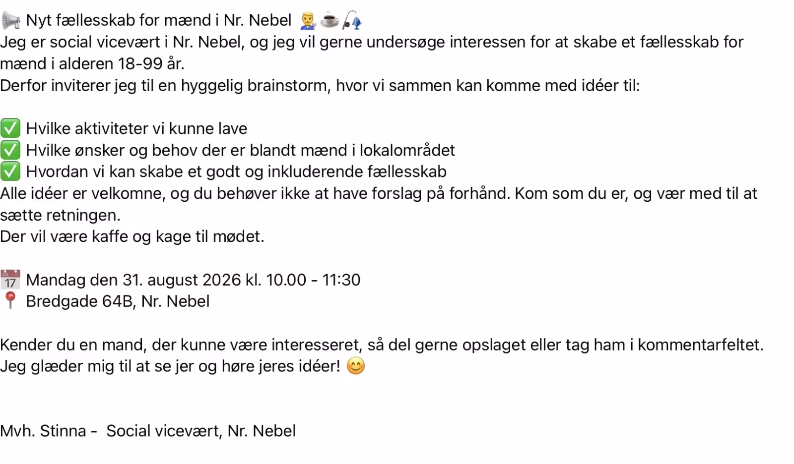 Nyt fællesskab for mænd