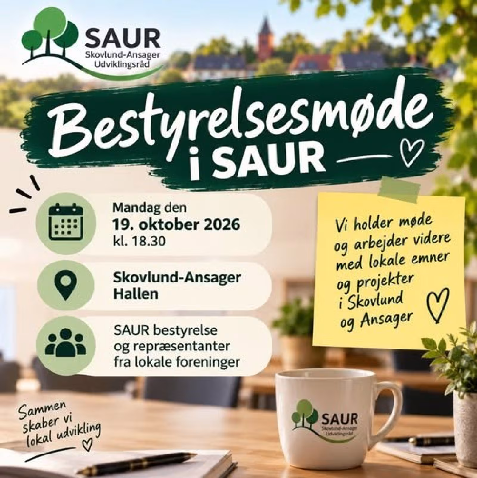 SAUR holder bestyrelsesmøde den 19. oktober 2026