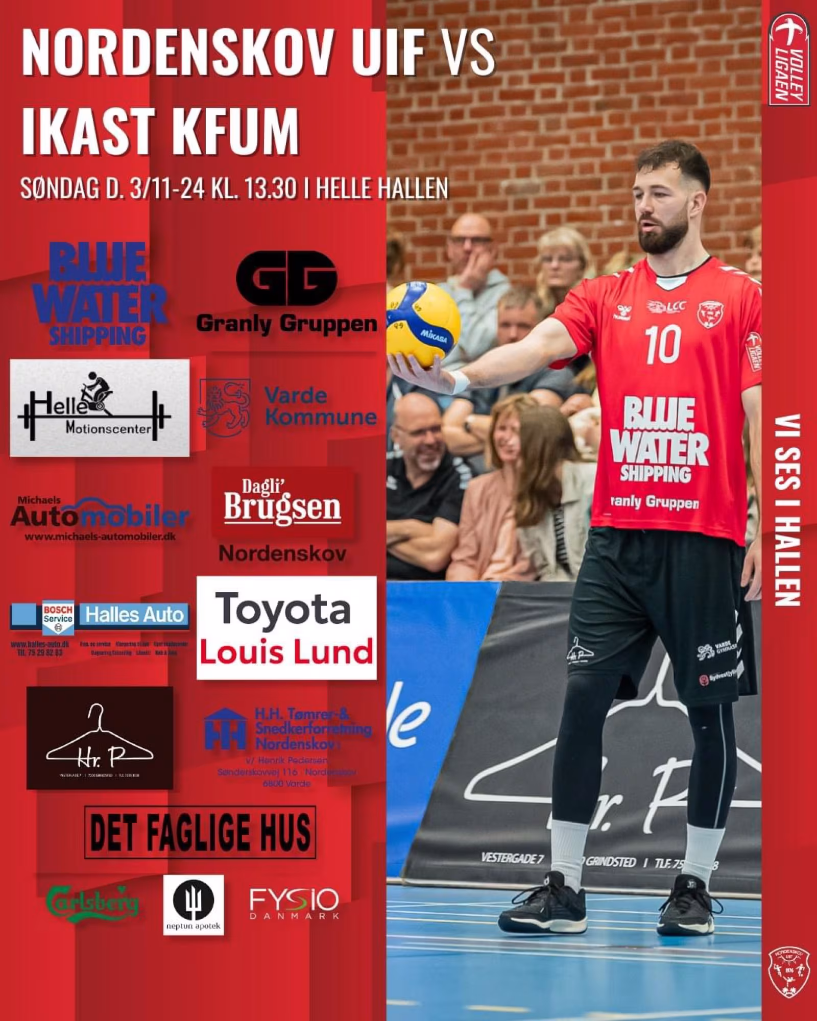 Volleyspænding i Helle Hallen søndag