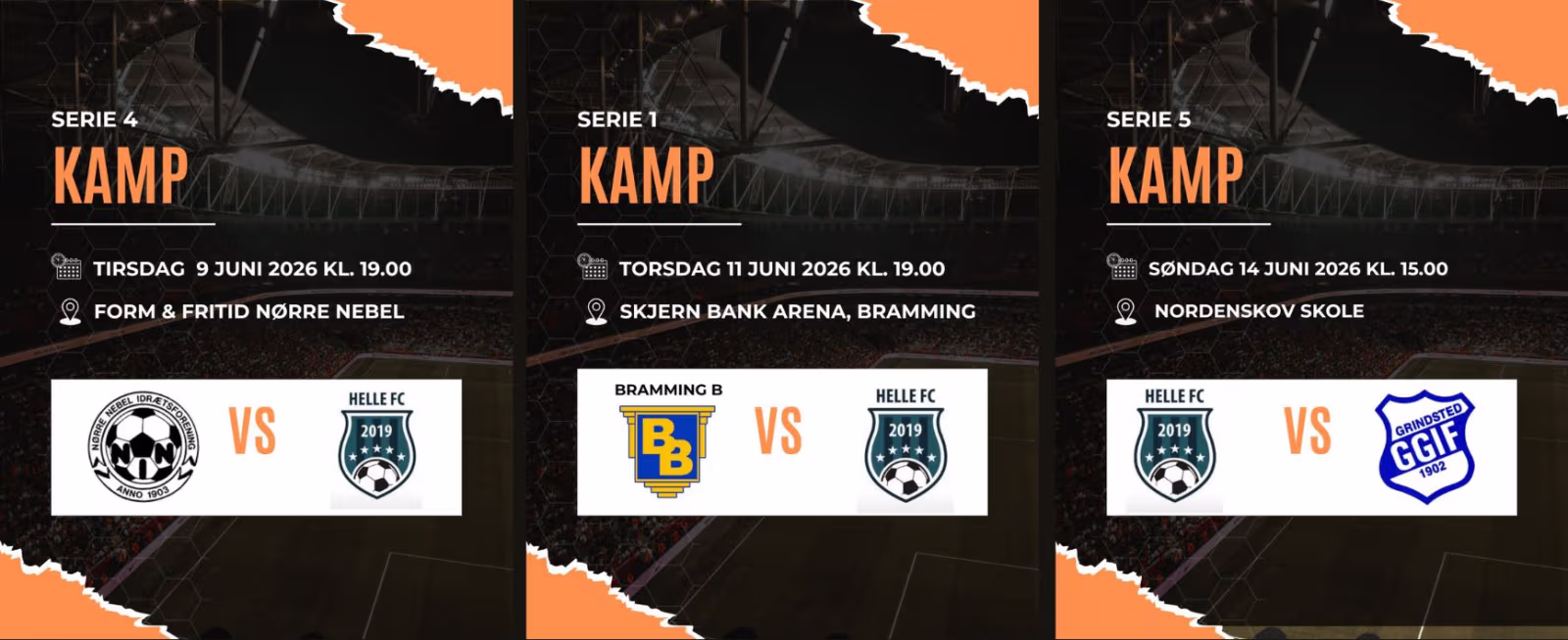 Fodbold Helle FC senior herre kampe i uge 24