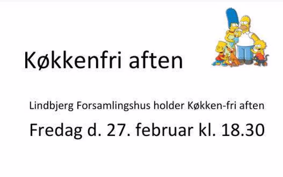 Lindbjerg Forsamlingshus holder Køkken-fri aften