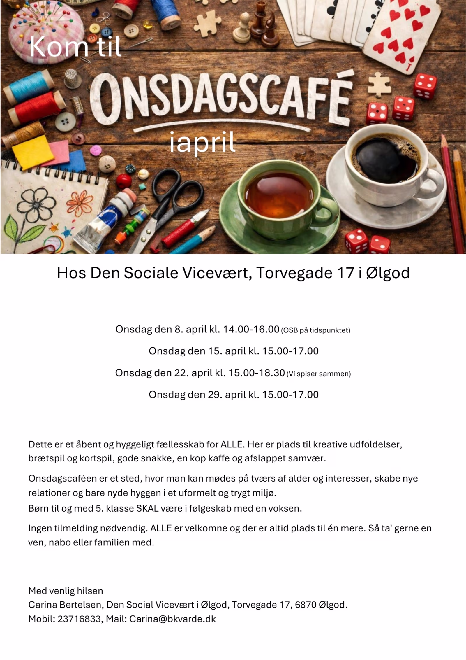 Onsdagscaféen i april måned