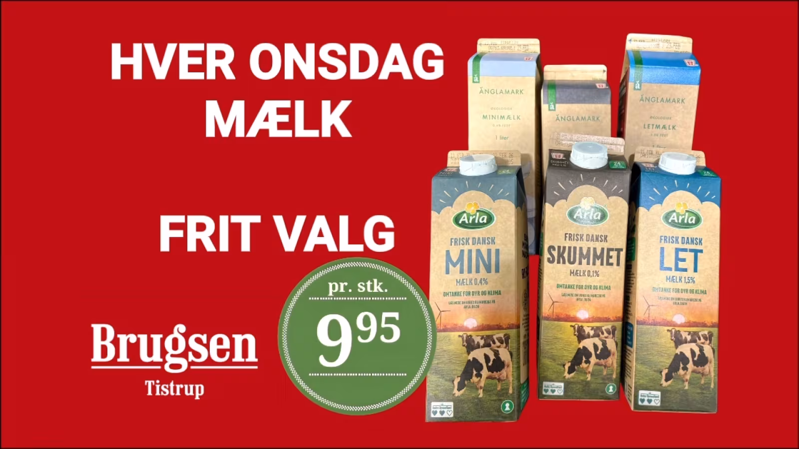 Hver onsdag mælk til 9.95 kr. i Brugsen Tistrup
