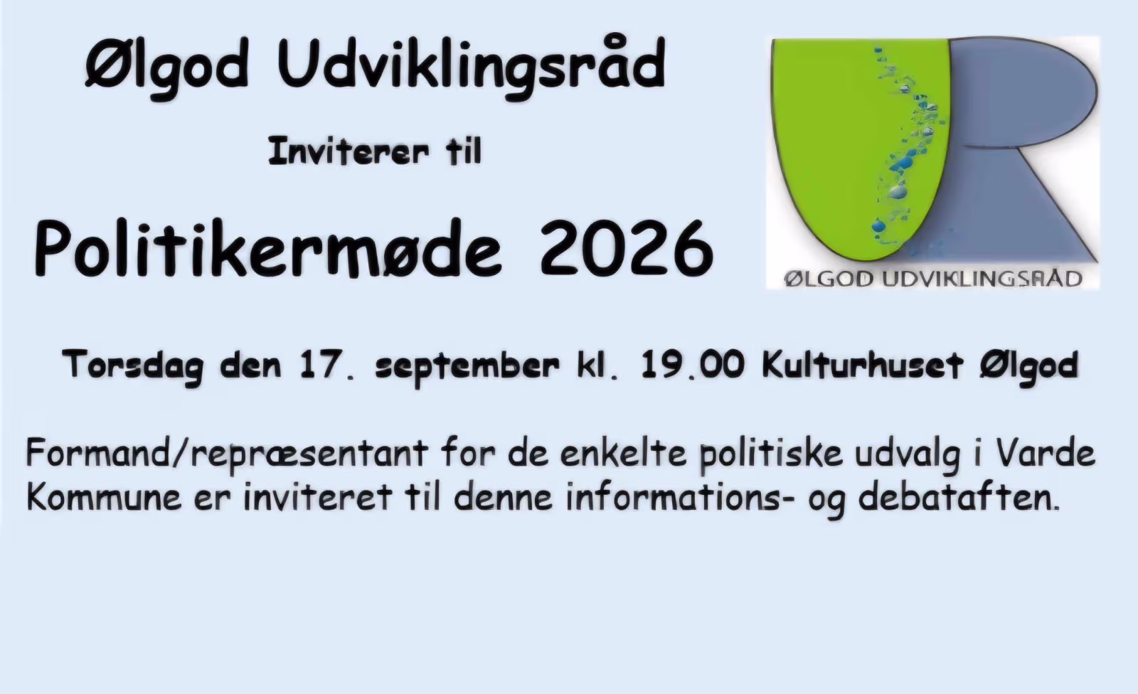 Ølgod Udviklingsråd   Inviterer til   Politikermøde 2026