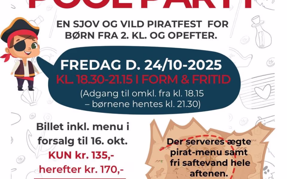 Vildt pirat-poolparty for børn