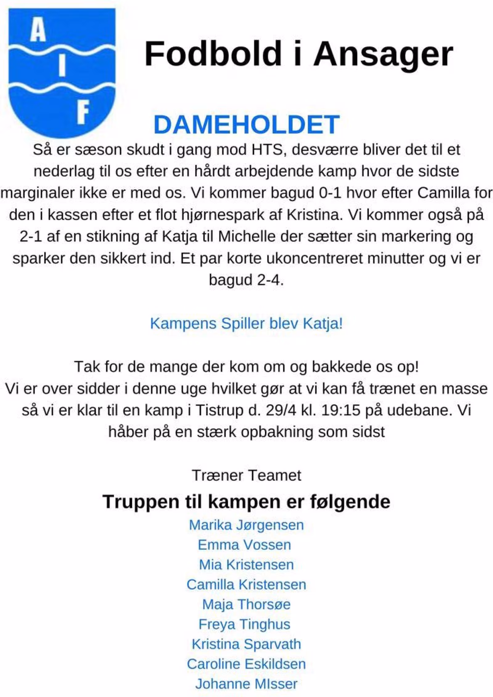 Hård kamp for Ansager damer