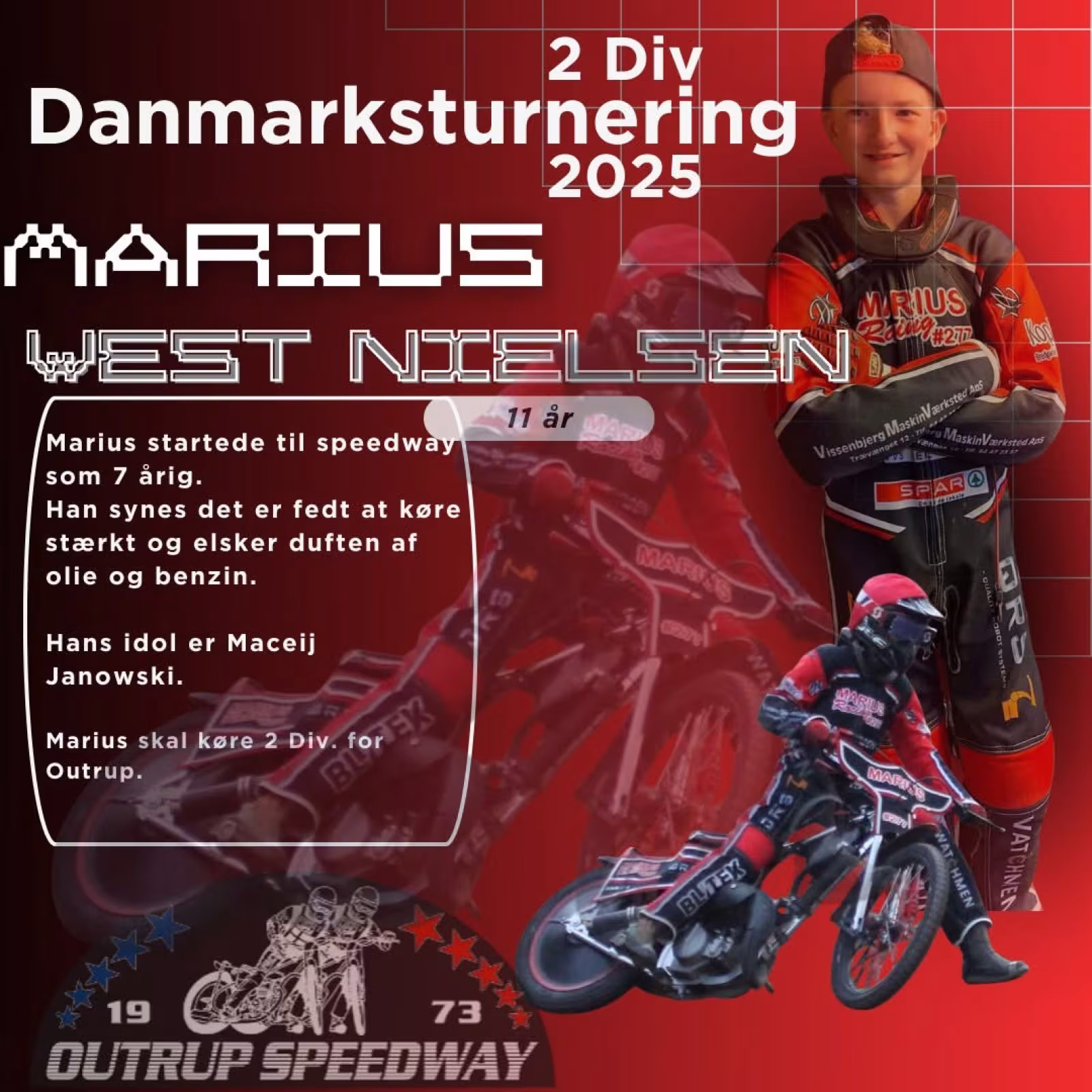 Marius Vest kører for Outrup Speedway