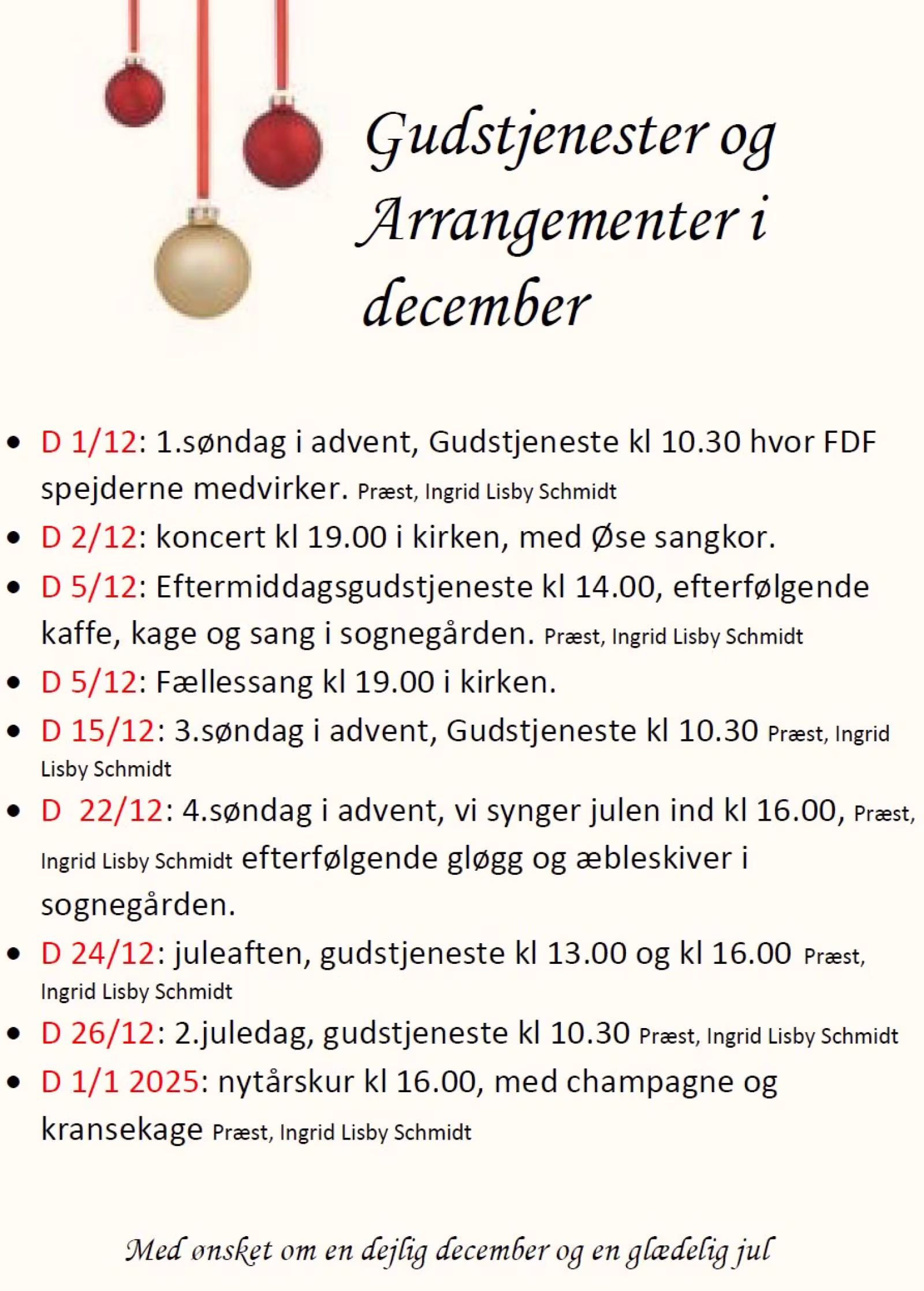 December i Ansager Kirke: