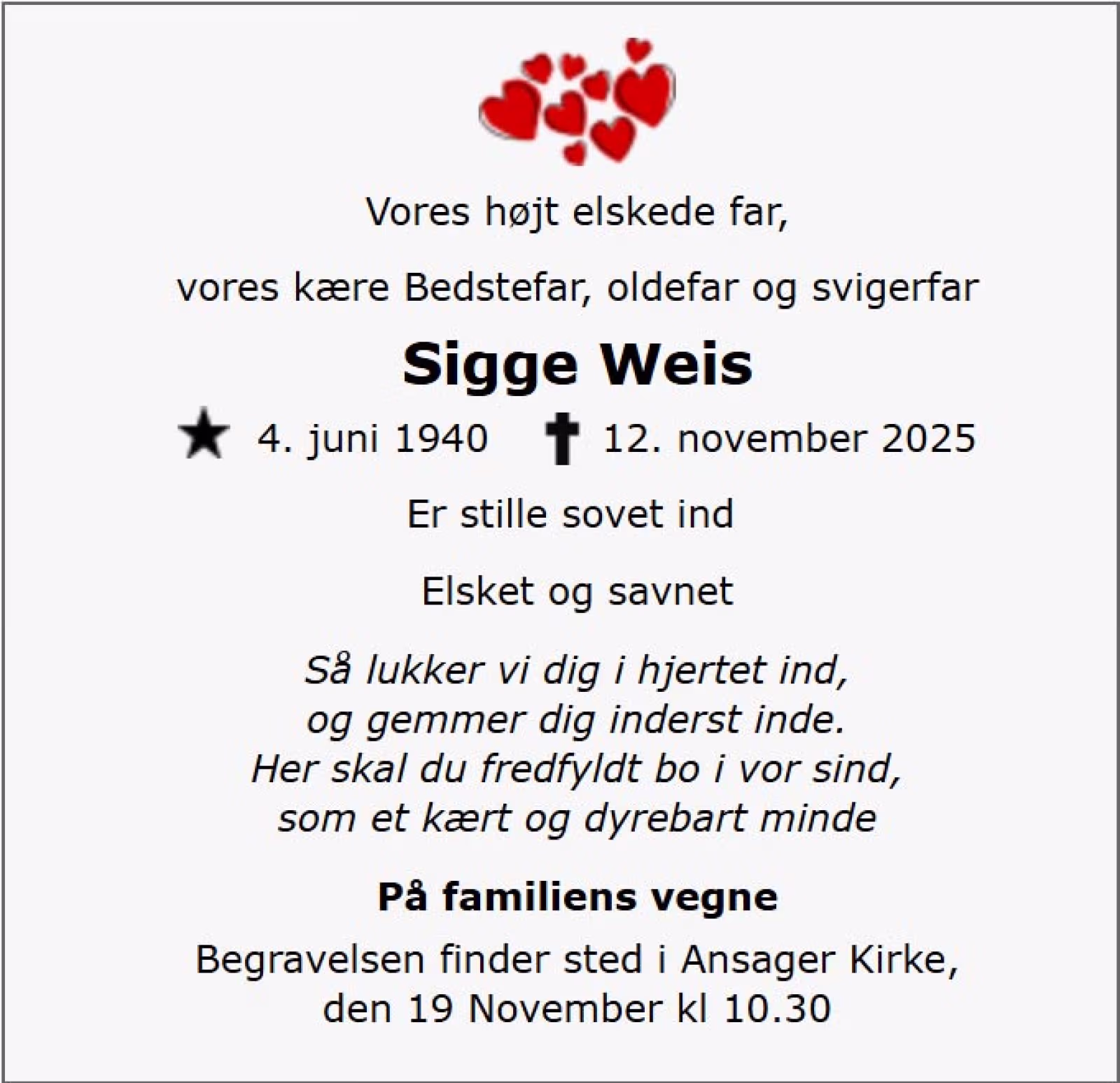 Farvel til Sigge Weis