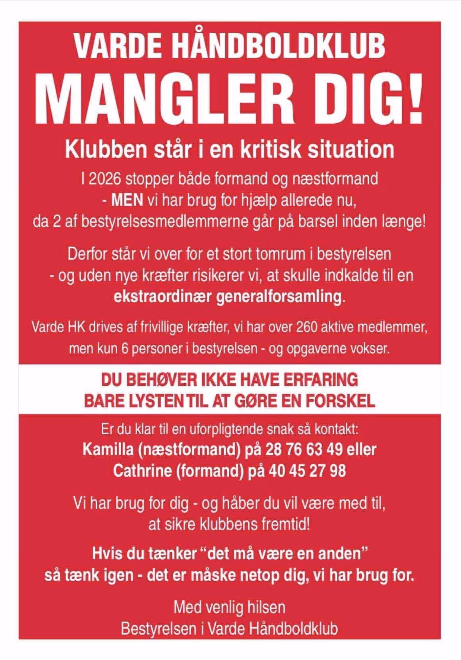 Bestyrelseskrise truer Varde Håndbold