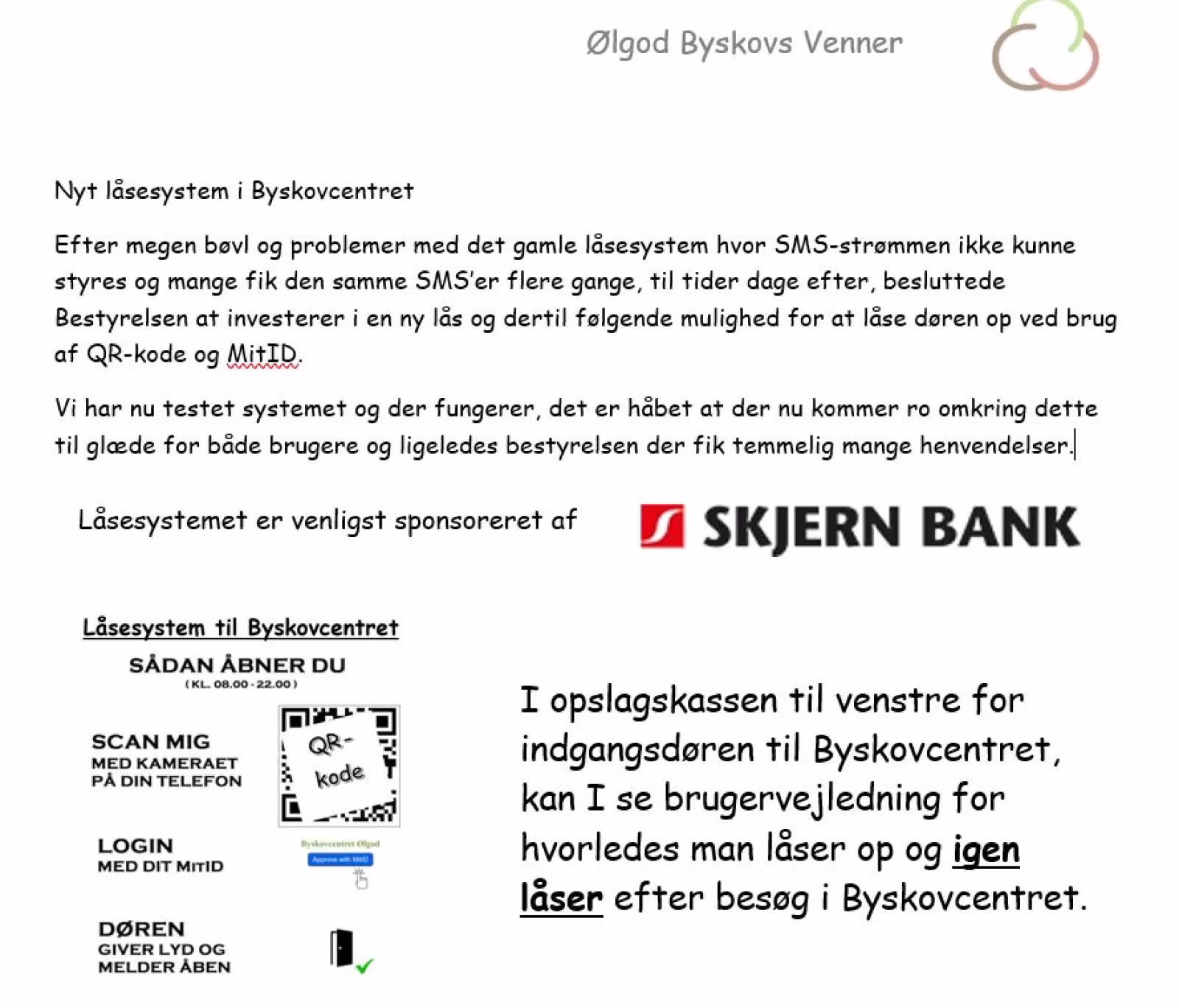 Nyt låsesystem i Byskovcentret