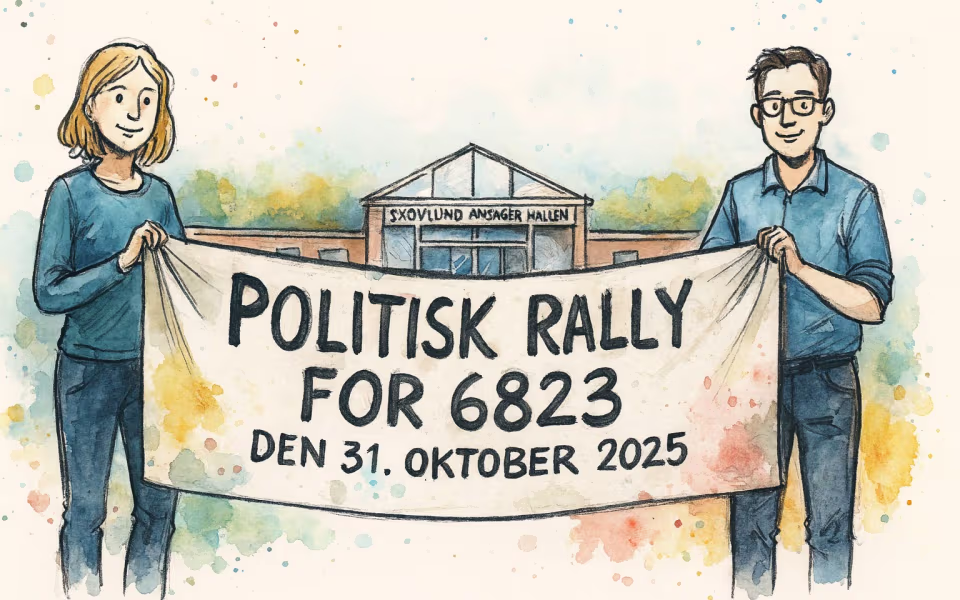 Skovlund-Ansager Hallen danner rammen om “Politisk Rally for 6823” med debat, fællesspisning, stande og aktiviteter den 31. oktober 2025