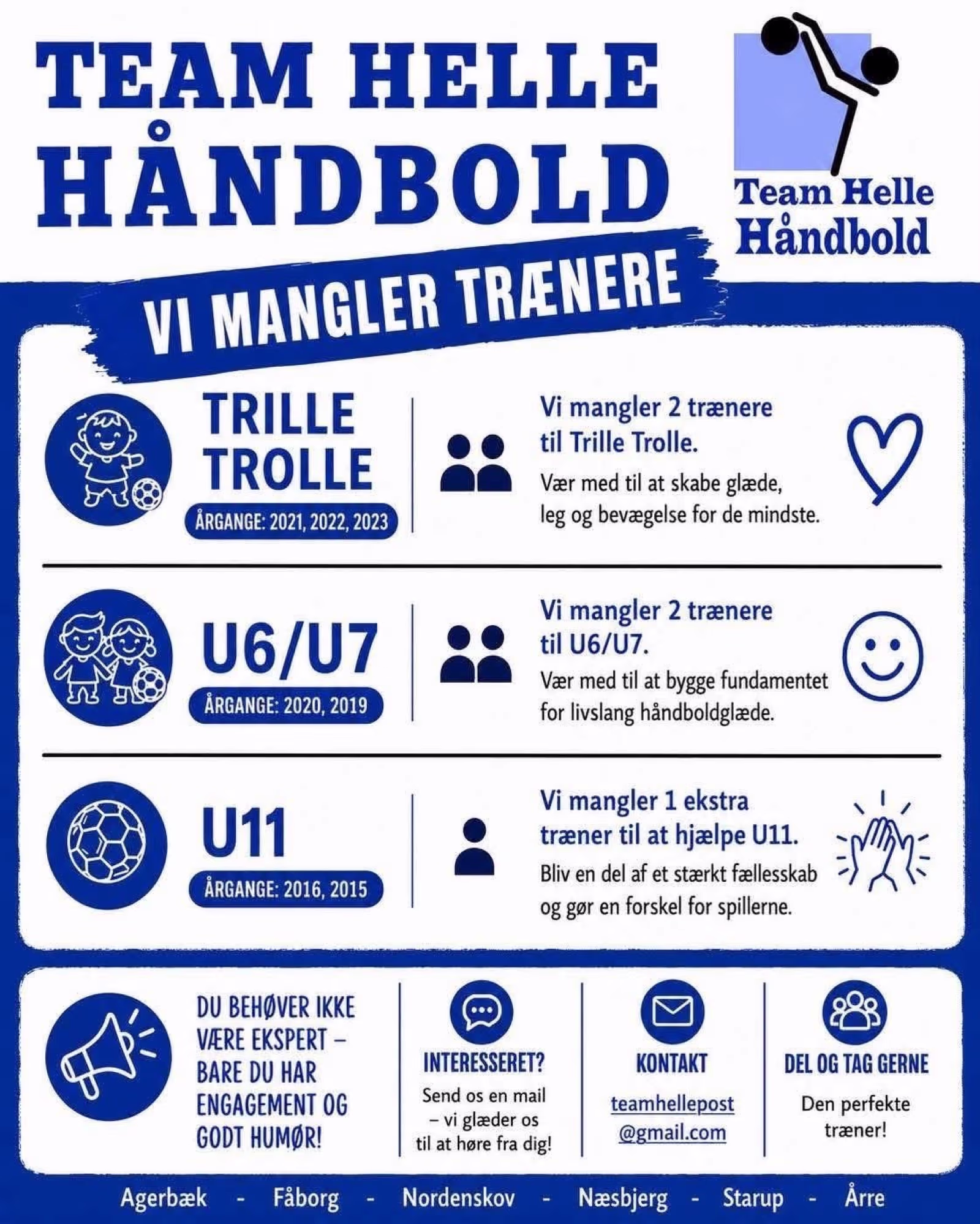 Team Helle Håndbold mangler trænere til flere børnehold