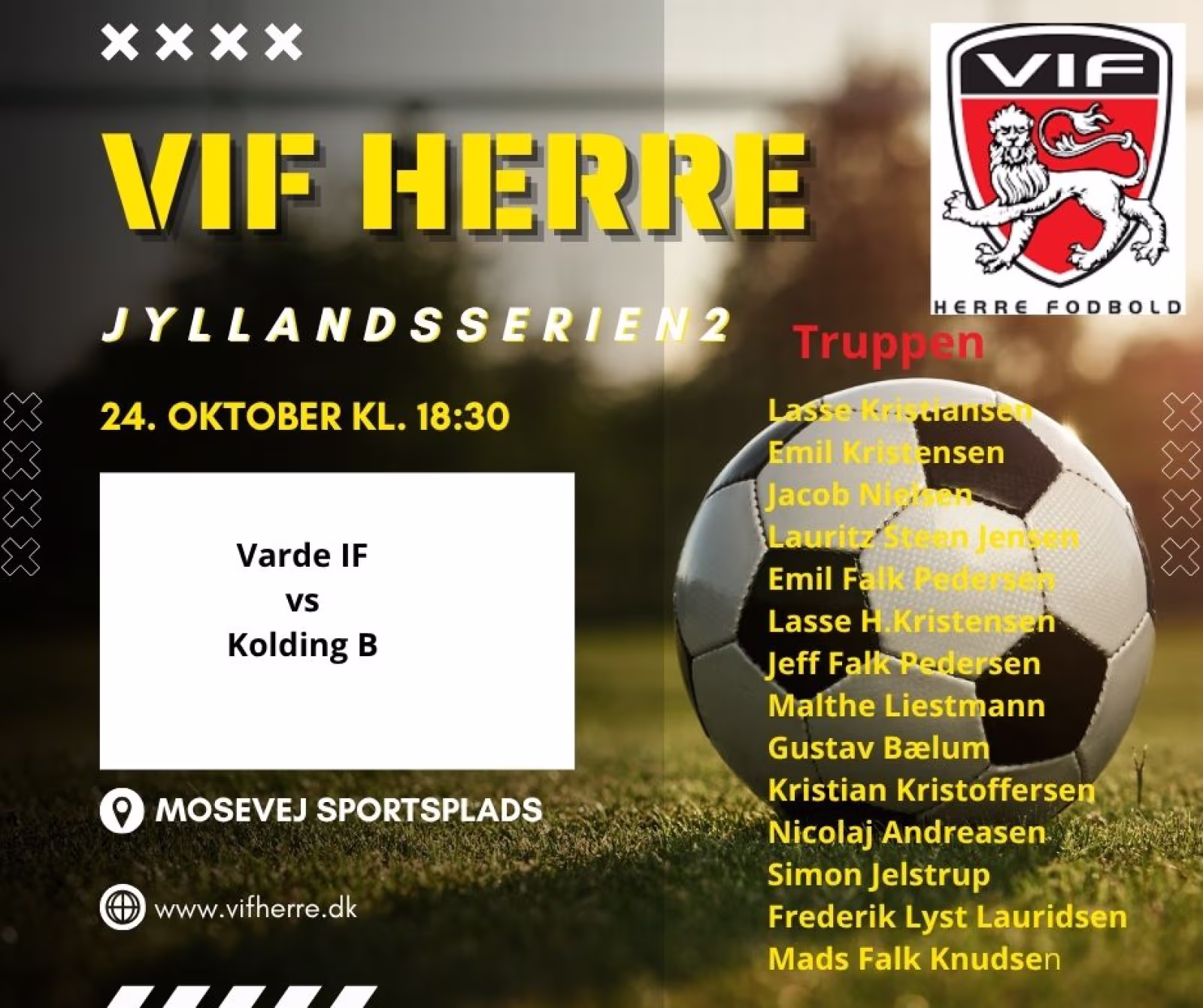 Holdopstilling til den vigtige kamp mod Kolding B