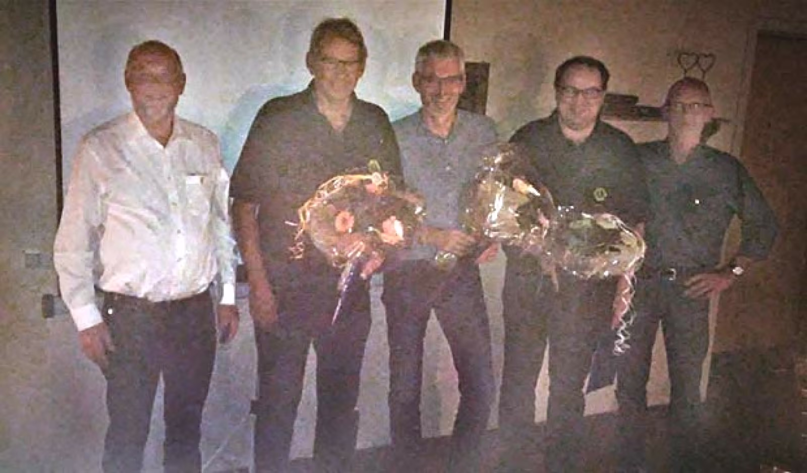 Fra venstre: 
Præsident 2019-20 Hans Peder Høeberg, Peder Nissen, Kenneth Hansen, Peder Poulsen og Jens Hedager fra medlemsudvalget.