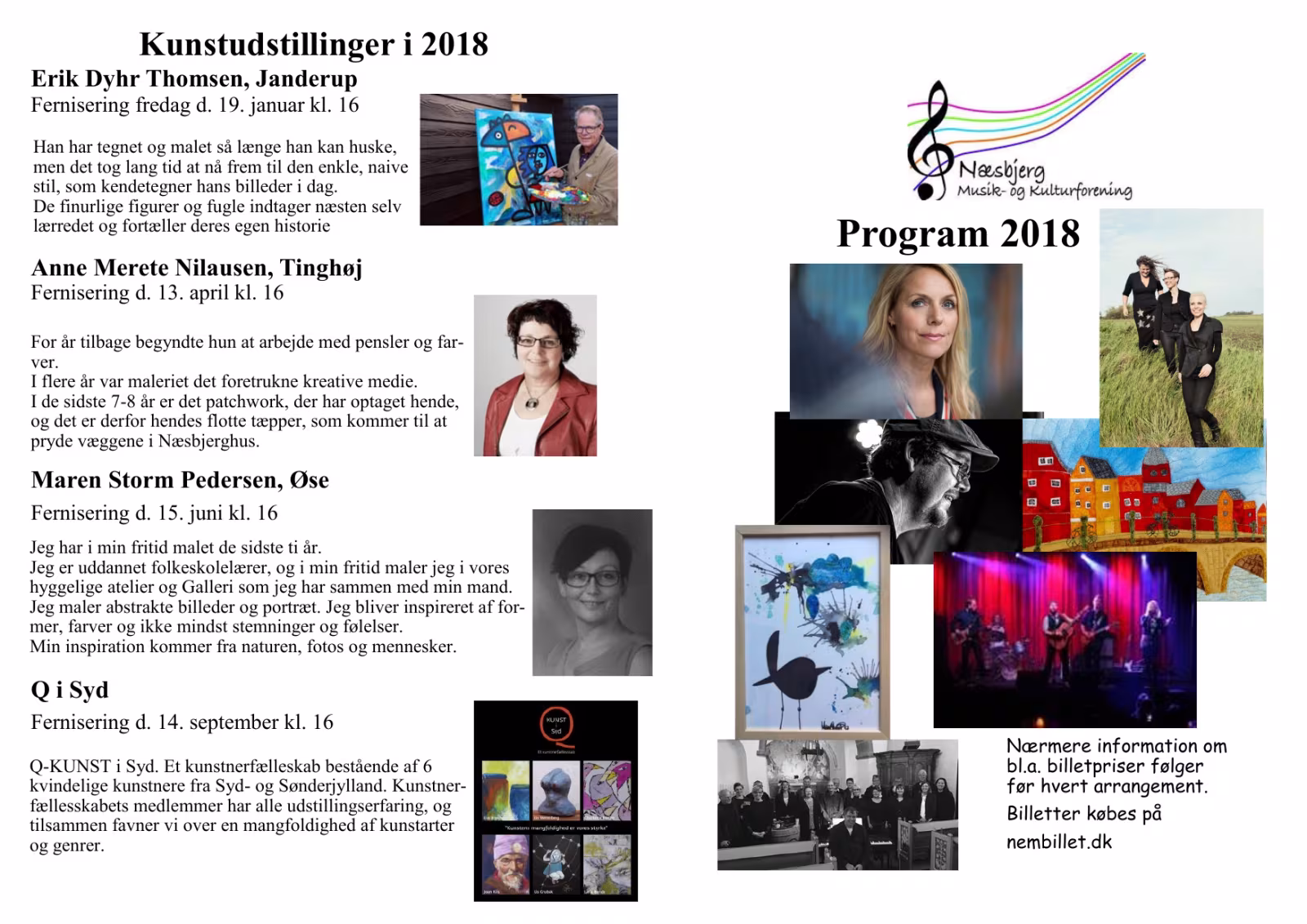 Arrangementer 2018 i Næsbjerg Musik- og Kulurforening