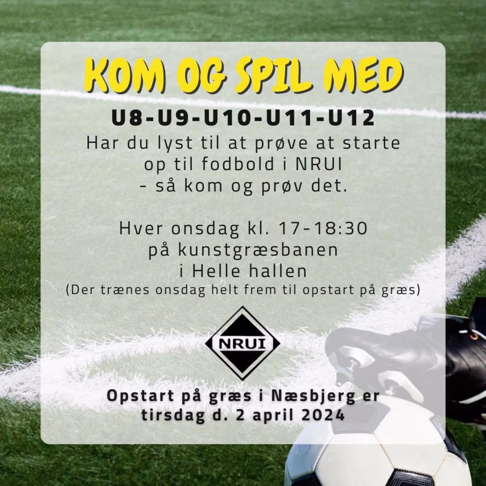 NRUI inviterer til fodboldtræning på kunstgræs