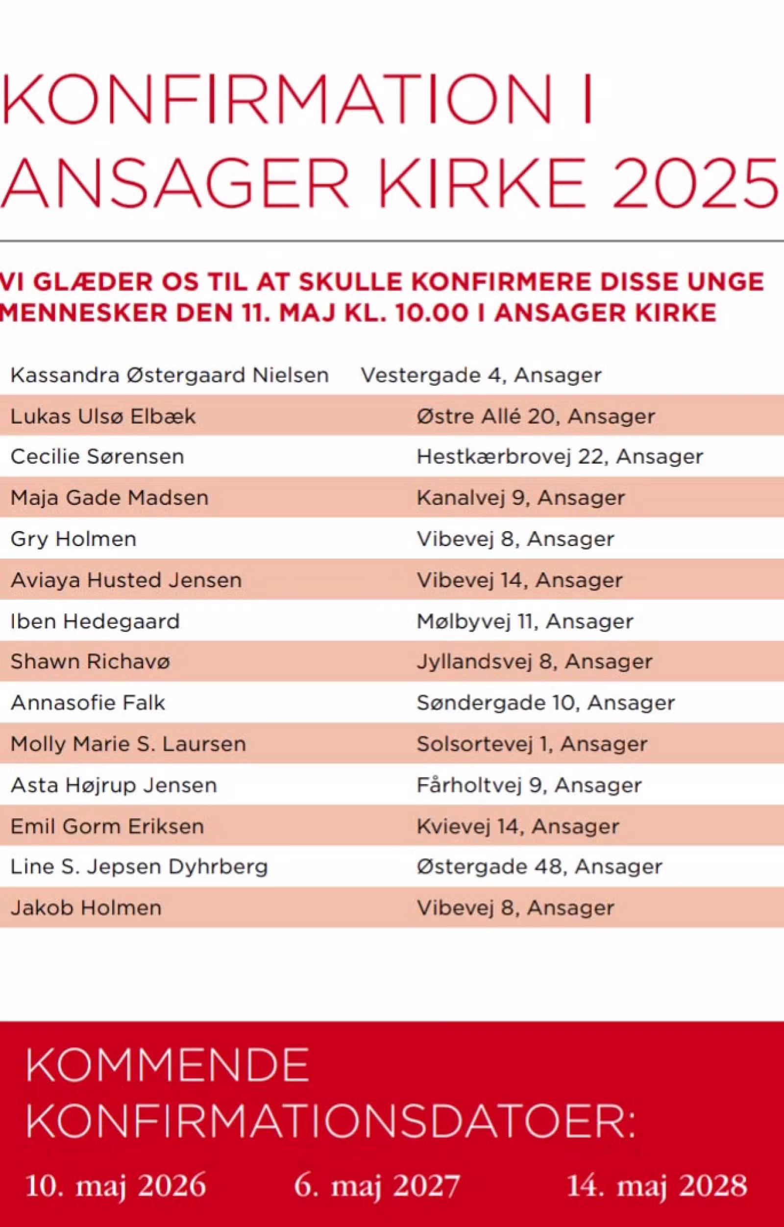 Konfirmation i Ansager 11. maj