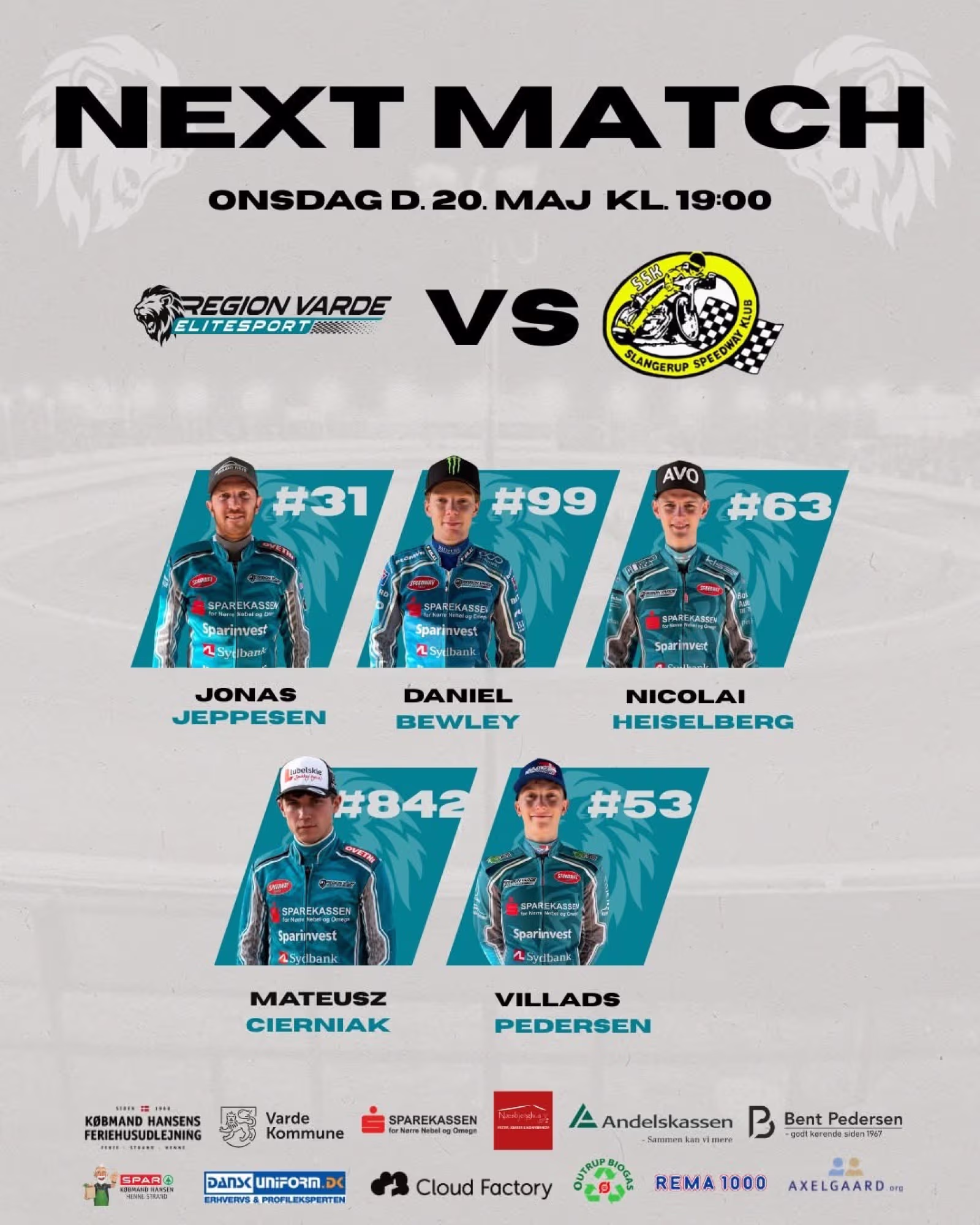 Holdet sat til matchen onsdag