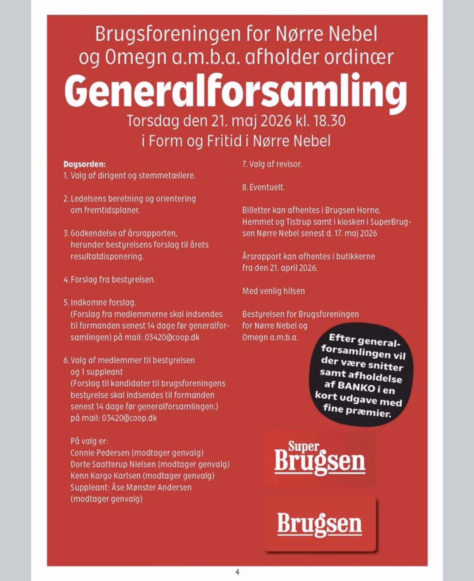 Ordinær generalforsamling i Brugsforeningen