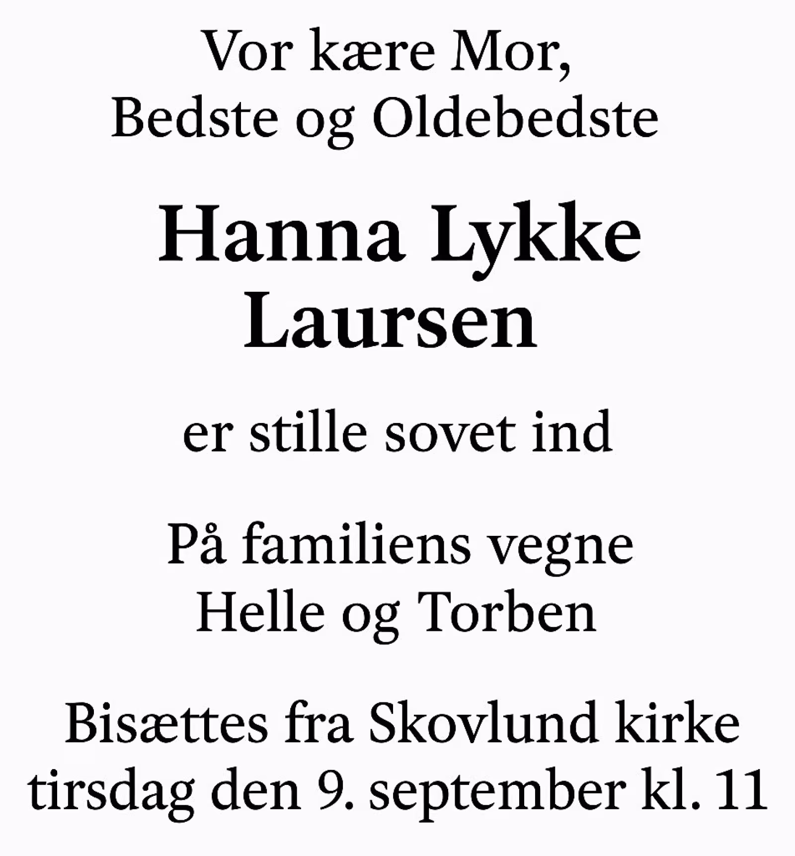 Farvel til Hanna Lykke Laursen