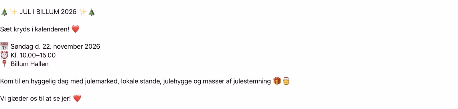 Julestemning i Billum Hallen