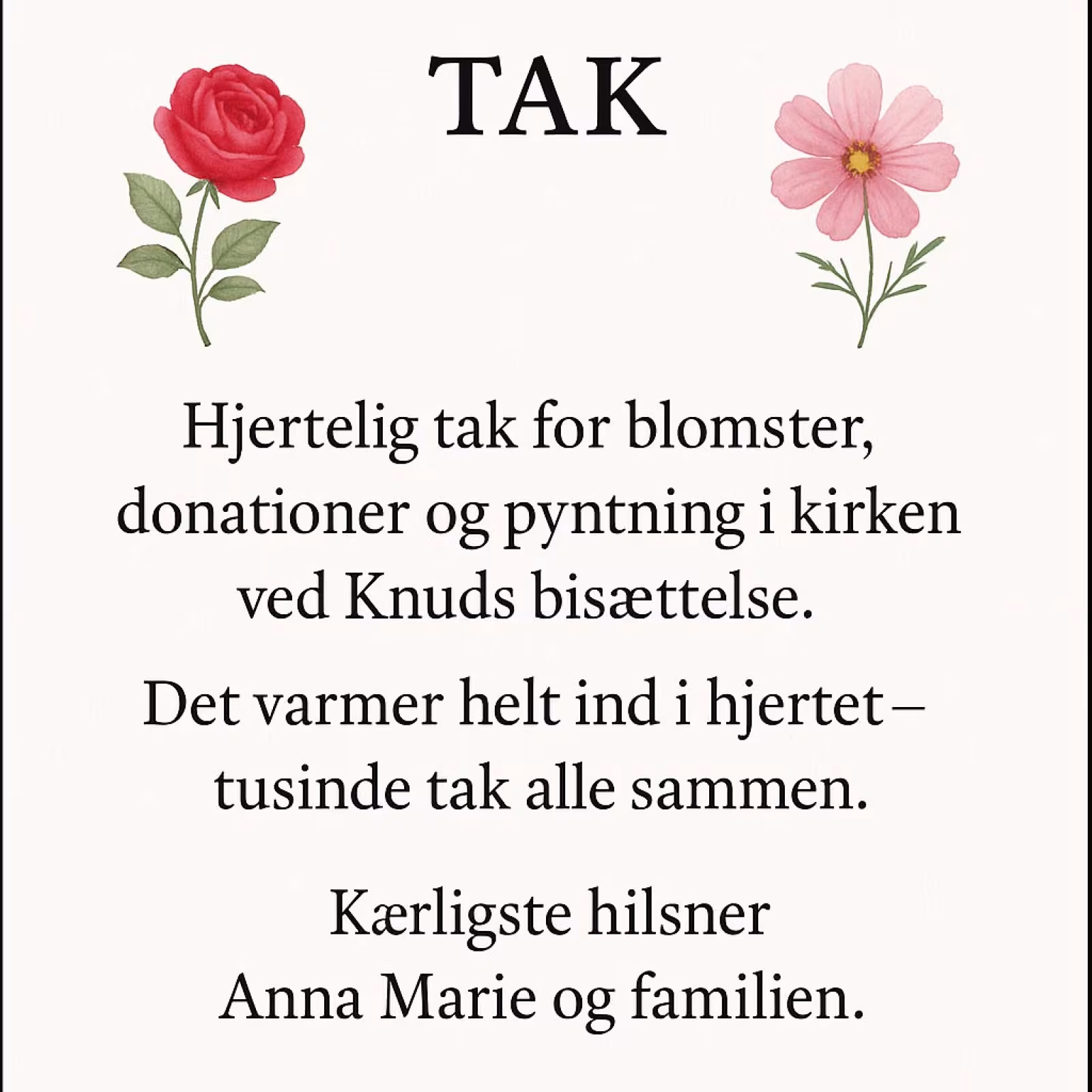 Hjertelig tak for al støtte