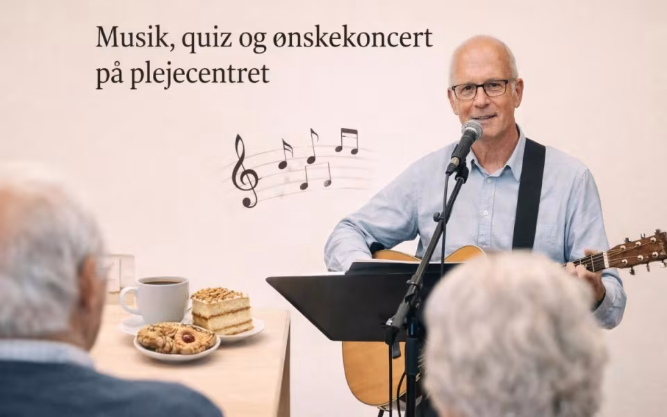 Musik, quiz og ønskekoncert på plejecentret