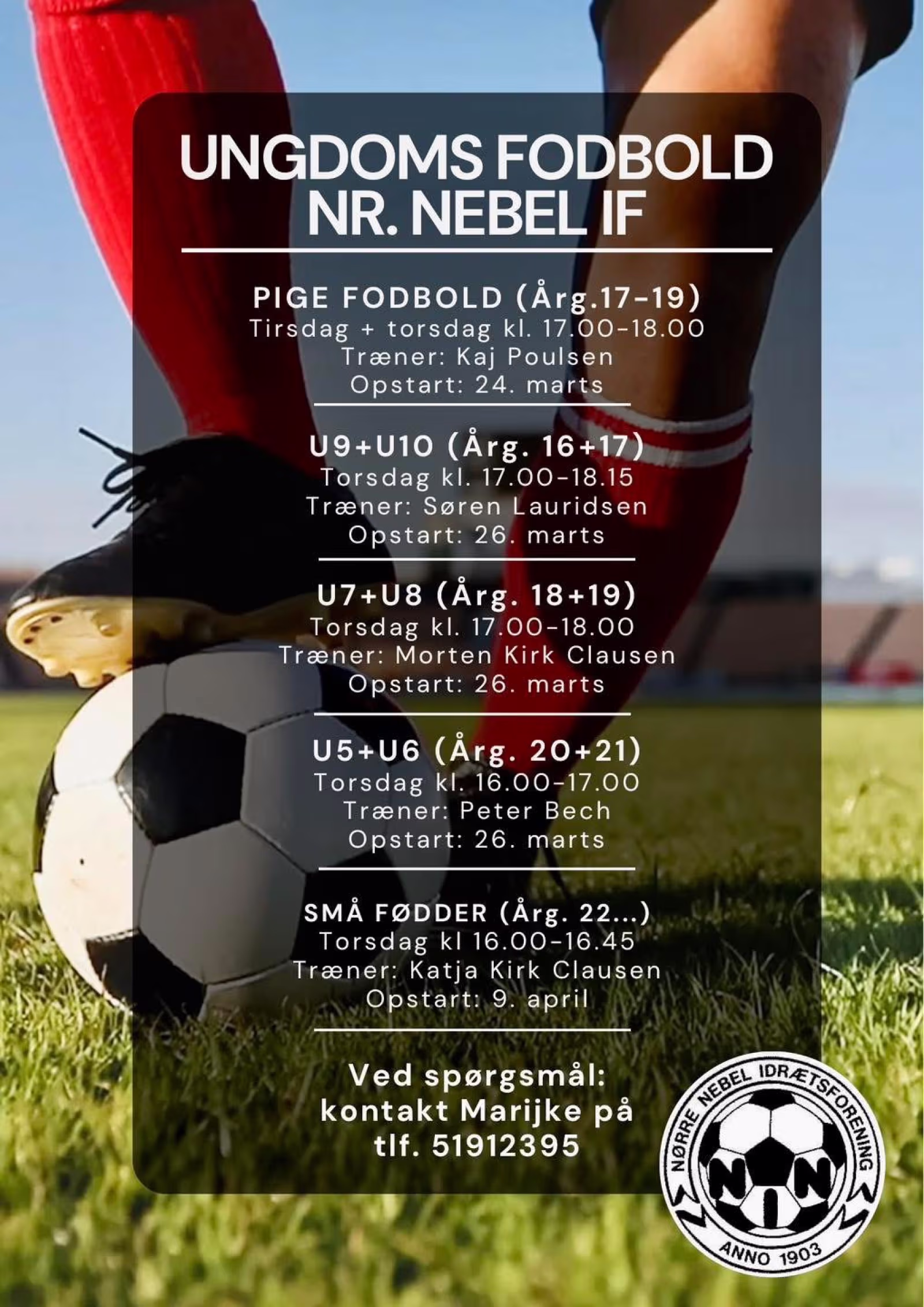Opstart fodbold for U5 + U6, U7 + U8, U9 + U10