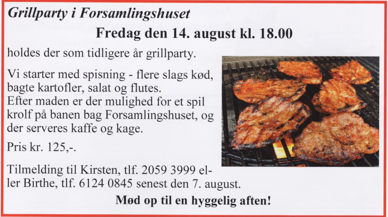 Grillparty i Strellev Forsamlingshus