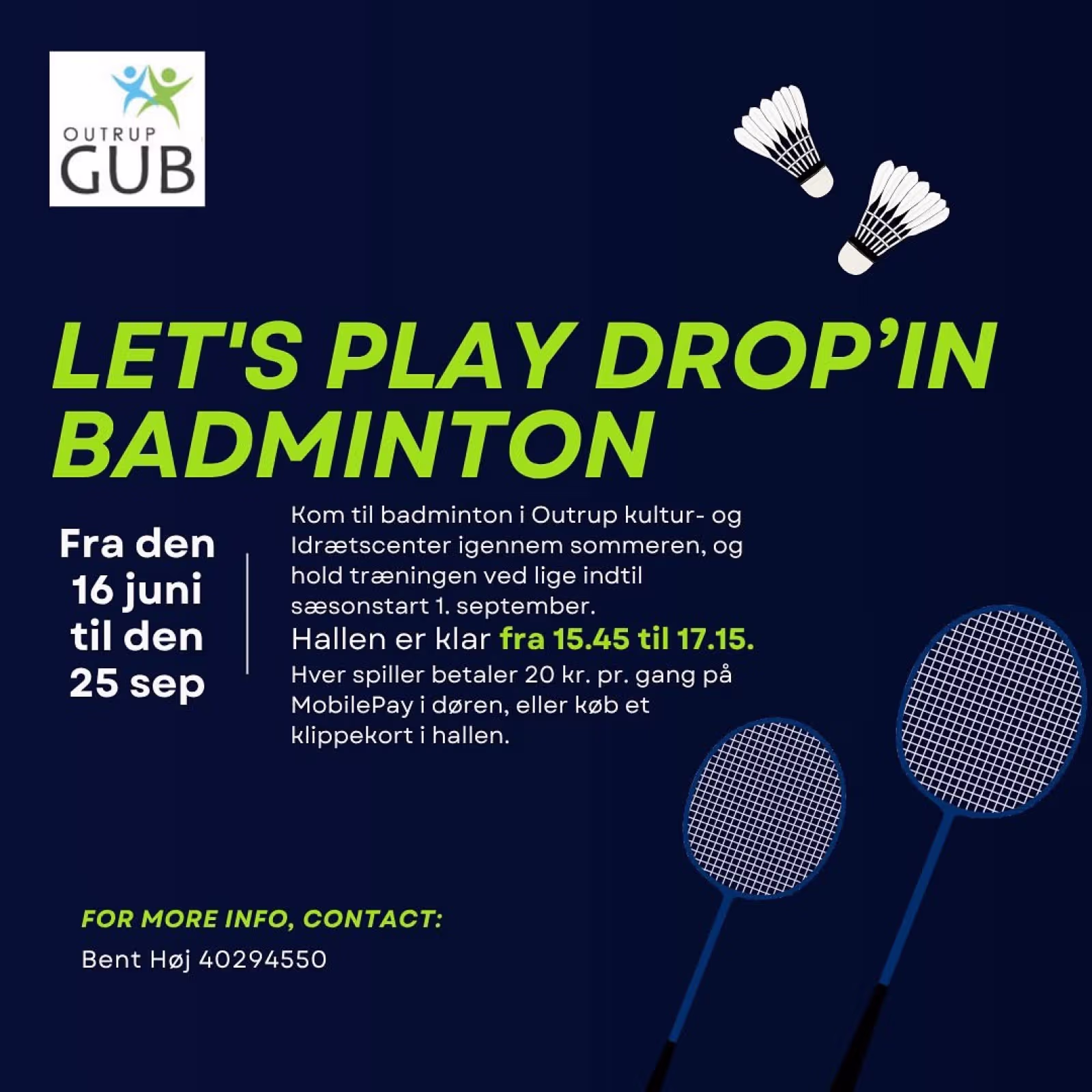 Drop’in badminton i Outrup