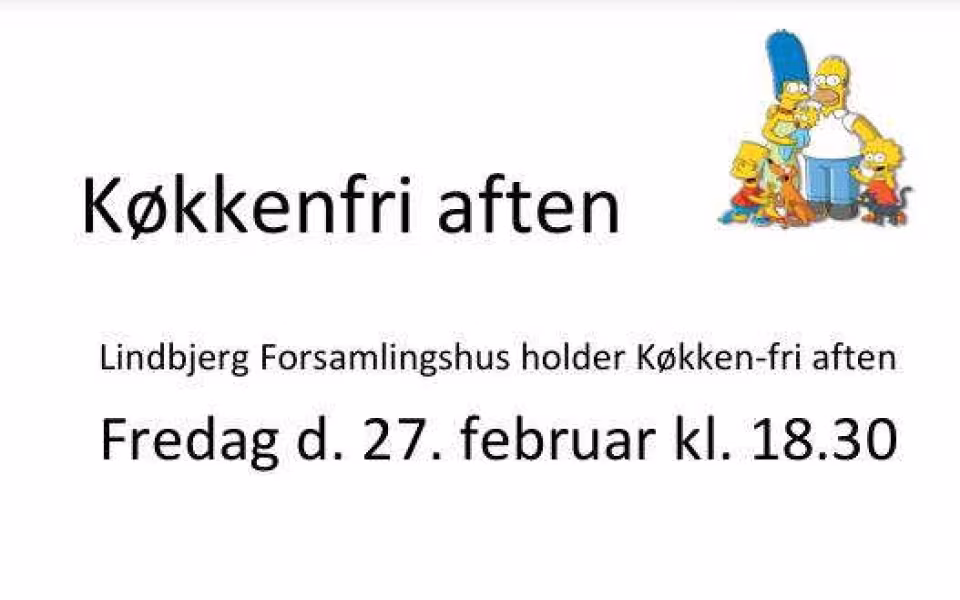 Lindbjerg Forsamlingshus holder Køkken-fri aften