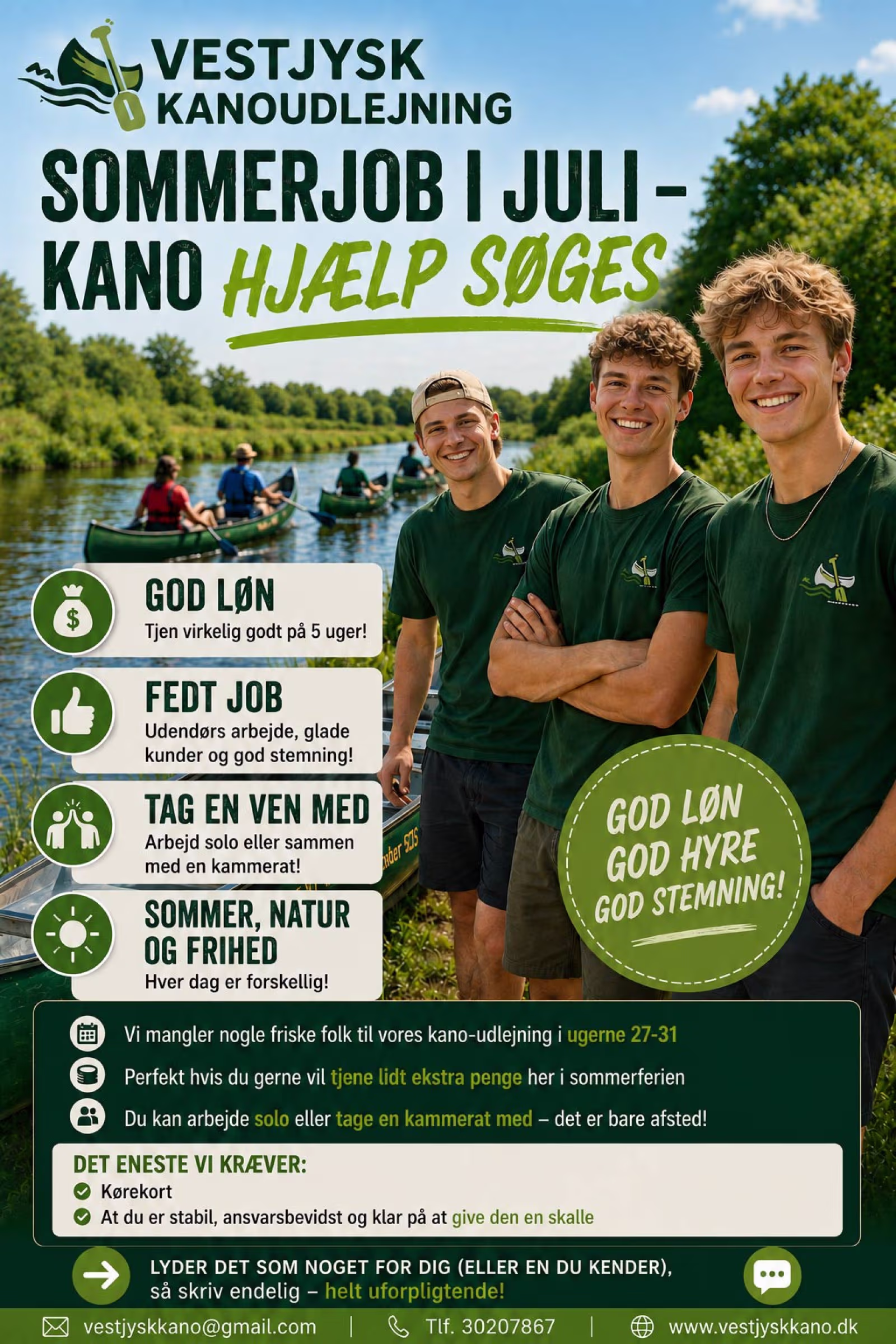 Kanojob i juli med god løn