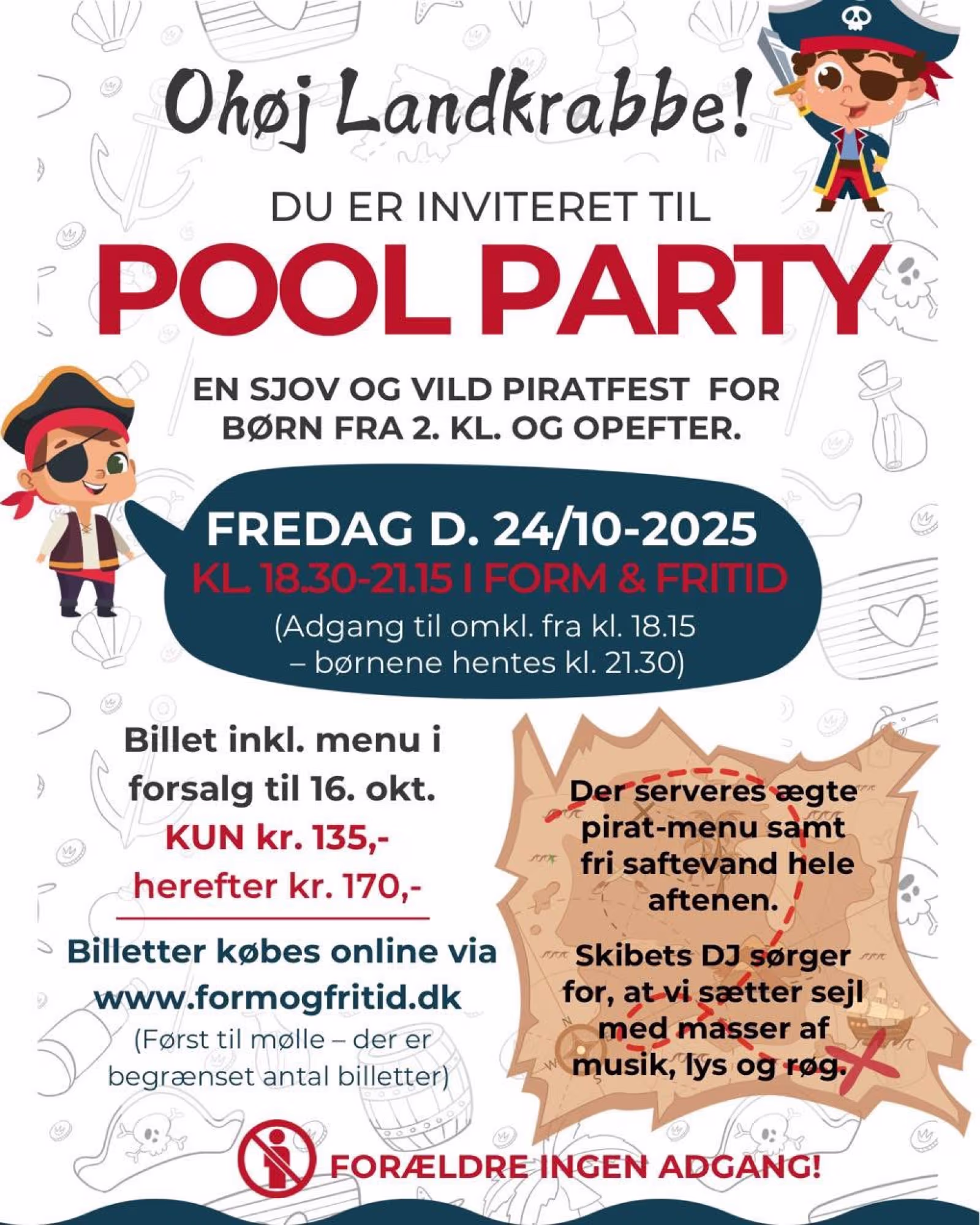 Vildt pirat-poolparty for børn