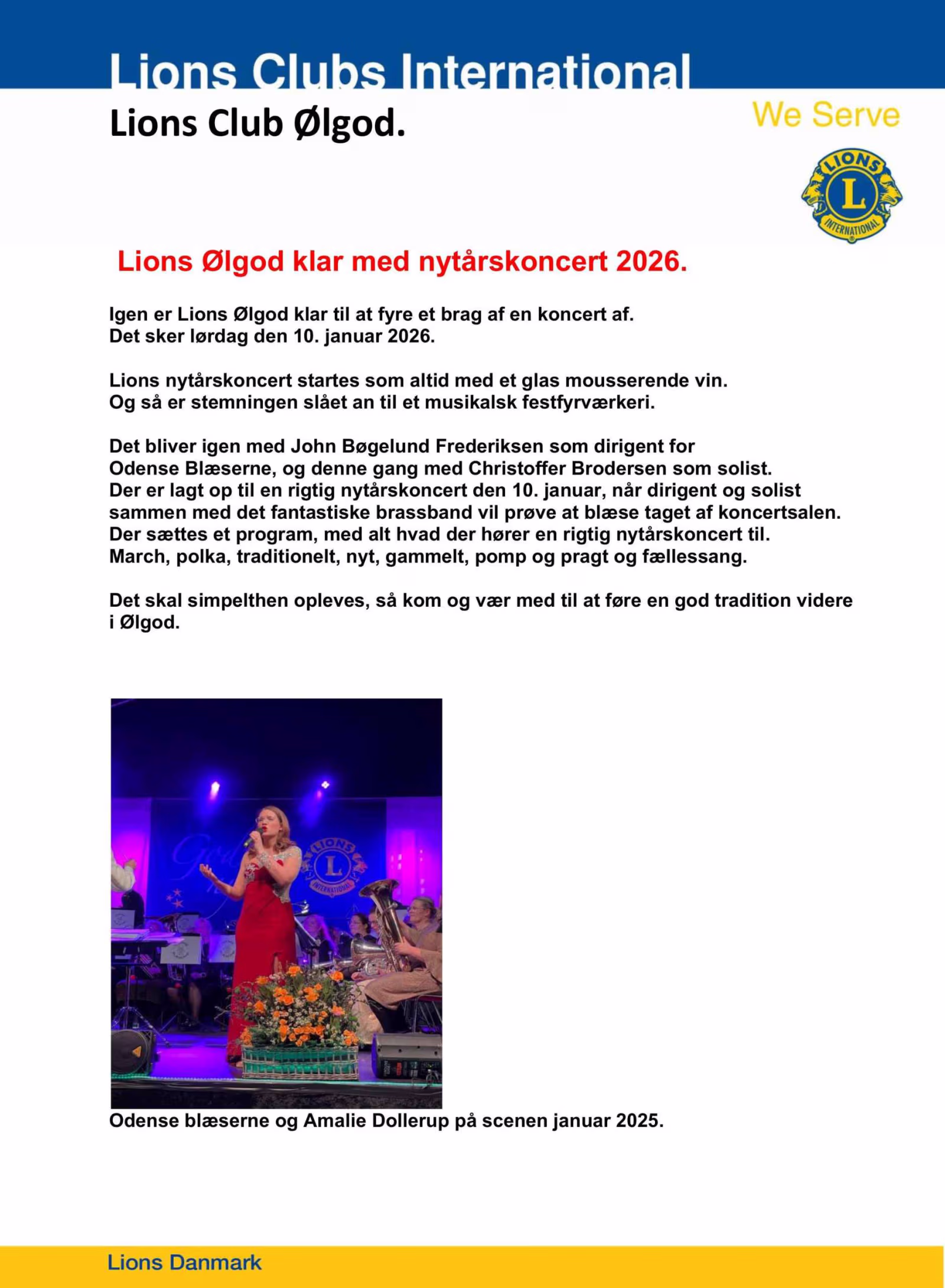Lions Ølgod klar med nytårskoncert 2026.