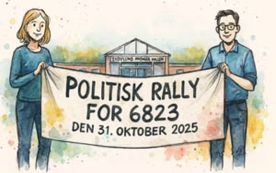 Skovlund-Ansager Hallen danner rammen om “Politisk Rally for 6823” med debat, fællesspisning, stande og aktiviteter den 31. oktober 2025