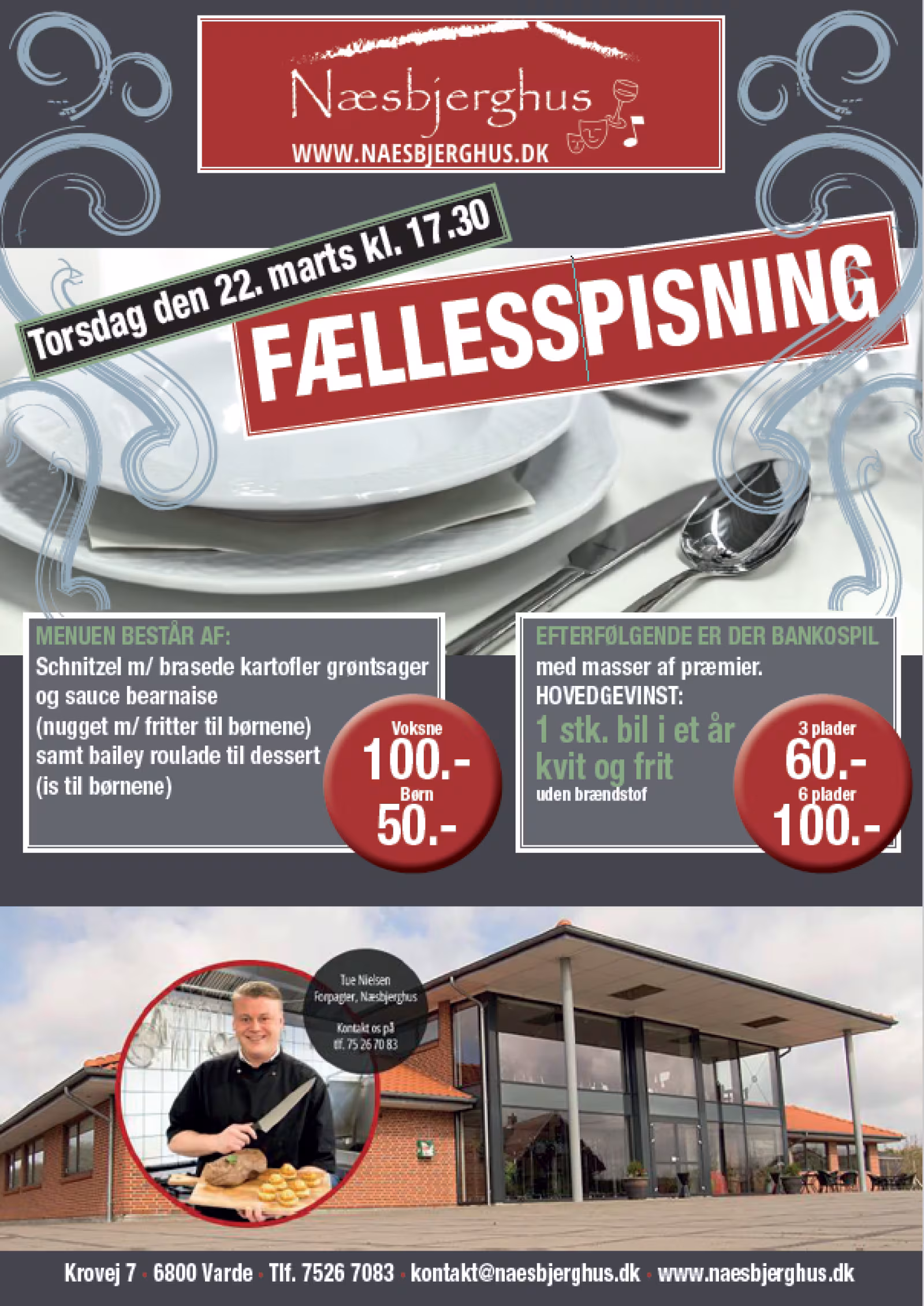 Sæt X i kalenderen til Fællesspisning torsdag 22. marts kl. 17.30